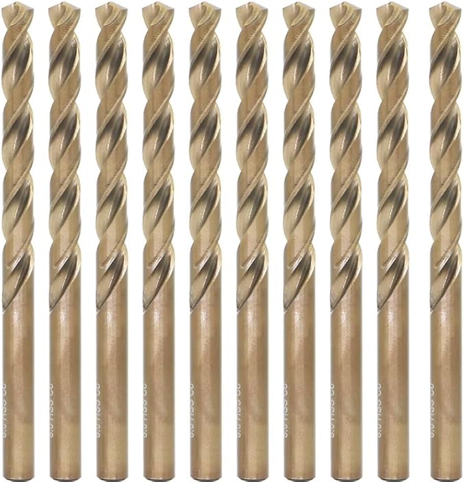 Metric Cobalt Drill Bits 8.5mm 10PCS, M35 high Speed Steel, high Hardness Straight Shank Drill, Mechanical or Hand Drill for Drilling, Suitable for Stainless Steel, Iron, Copper and Aluminum.