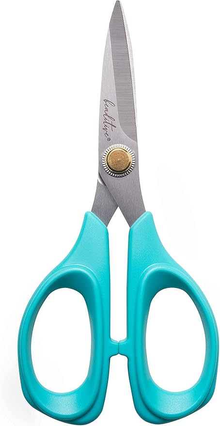 Beaditive Sewing Scissors - 6" Stainless Steel Fabric Scissors - Serrated Blade for Easy Fabric Cutting and Quilting - Tailor and Dressmaker's Scissors - Teal