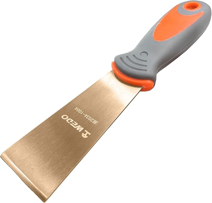 WEDO Non-Sparking 1-1/2" Putty Knife, Stiff Spark-free Safety Scraper Painter 40mm, Non-Magnetic, Die-Forge, Corrosion Resistant, DIN Standard, Beryllium Copper, 8??Length