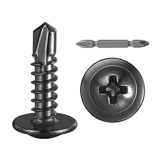 (300 pcs) Wensilon #10횞5/8??for Sheet Metal Self-Tapping Screws 410 Black Stainless Steel Truss Head High-Strength Quick Tapping