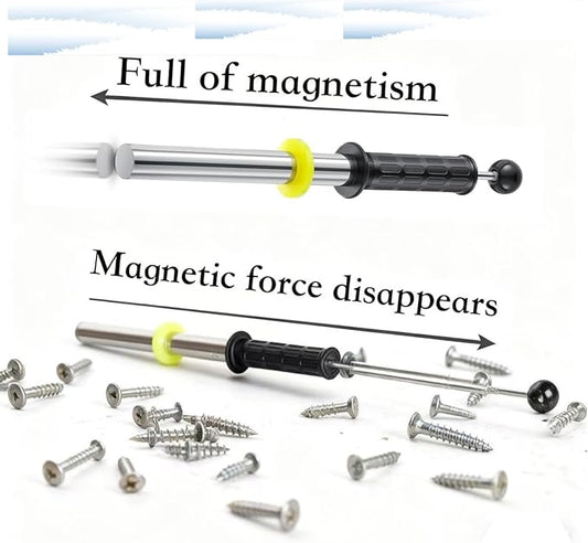 SUNIYUILD Magnetic Pickup Tool, Magnet Wand with Release Handle for Pickup Nails, Screws, and Metal Scraps, Magnetic Chip Collector - Pickup Magnet Tool For Metal Cuttings & Shavings