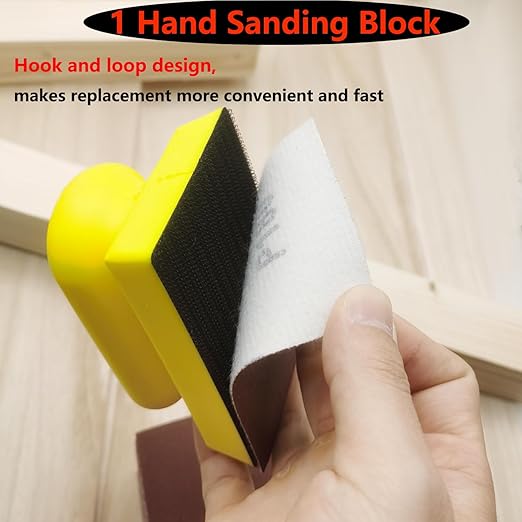85pcs Detail Sandpaper Kit, 70pcs Sanding Sheets, 14pcs Sanding Sponge and one 3?쓝 4??Hand Sand Block,180-1000 Grit Sand Pads for Metal Wood Furniture Model Polishing -FHS85