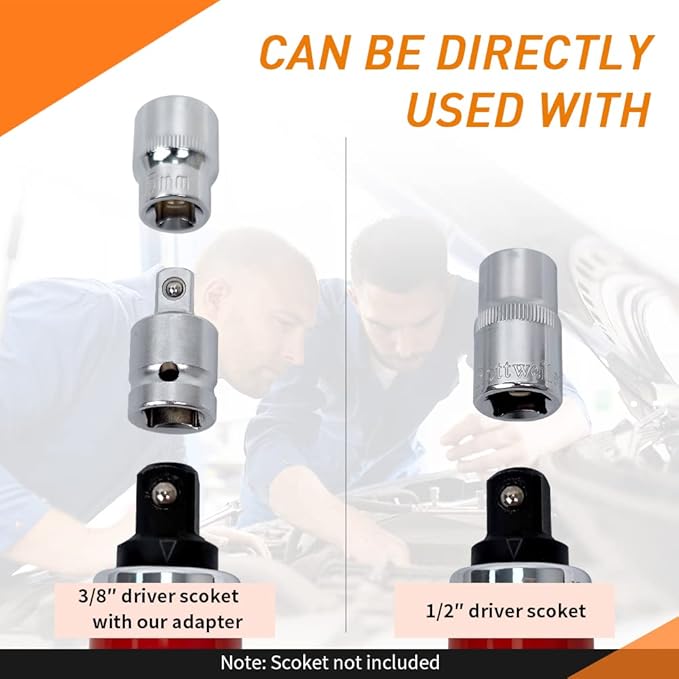Hand Manual Reversible 1/2-inch 3/8-inch Impact Driver Set Extractor-13PCS Impact Screwdriver S2 Steel Disengage Rusted Fasteners or Frozen Bolts