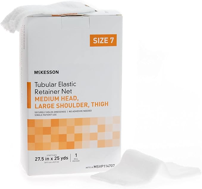McKesson Tubular Elastic Retainer Net Dressing, Non-Sterile, Medium Head, Large Shoulder, Thigh, Size 7, 27 1/2 in x 25 yd, 1 Count, 10 Packs, 10 Total