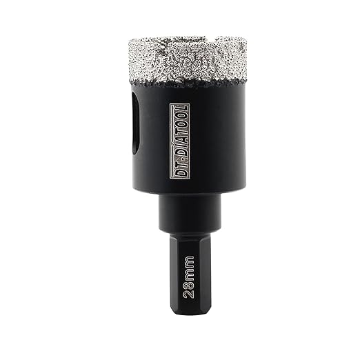 DT-DIATOOL Diamond Core Drill Bit 1-1/8 Inch 2pcs for Porcelain Tile Ceramic Marble Artificial Stone Diamond Hole Saw Hex Shank