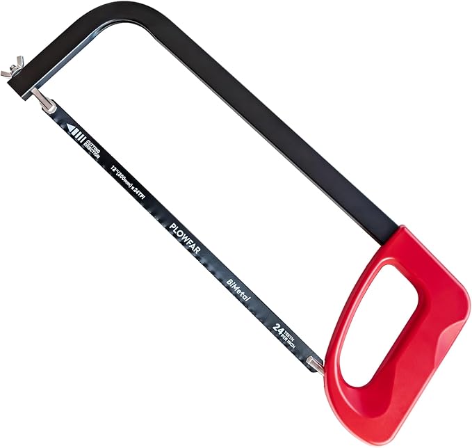 12??High-Tension Hacksaw Frame with 24 TPI Bi-metal Blade, Suitable for Metal, Wood, PVC, Carpentry