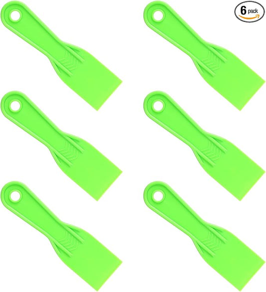 6pcs Plastic Putty Knife, Flexible Putty Scraper Wall Scraper Accessory for Repair Spackling Patching Plastering and Painting(Green)