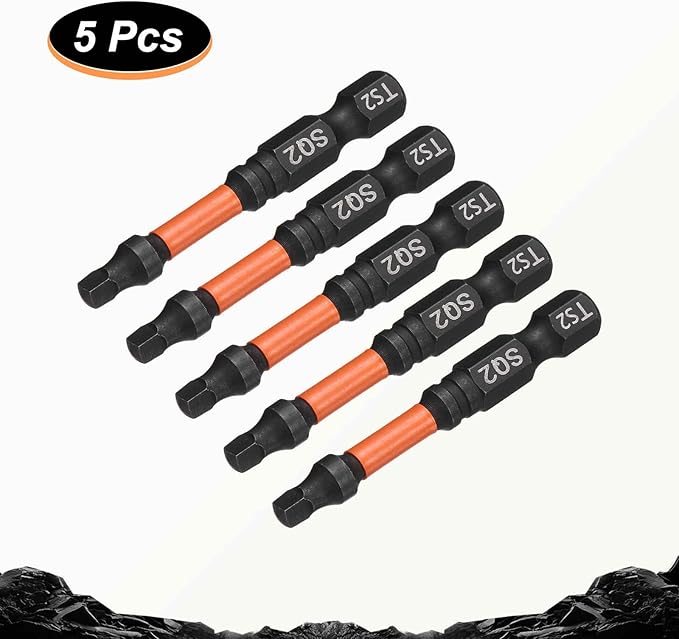 HARFINGTON 5pcs Square Head Screwdriver Bits 1/4" Hex Shank SQ2 Magnetic Head 2" Length S2 Steel Screw Driver Drill Bit for Repair Work Electric Screw Driver