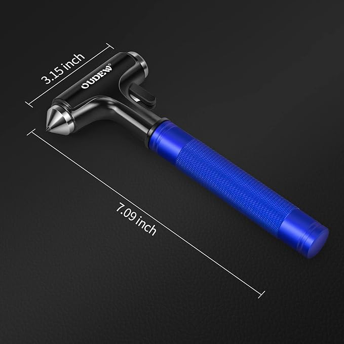 2 Packs Car Safety Hammer, Car Glass Breaker with Seat Belt Cutter, Automotive Escape Tool, Metal Window Breaker, Emergecy Safety Hammer for Auto Accidents (Blue)