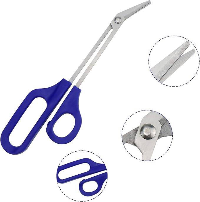 2 PACK Long Handle Toenail Clippers Scissors for Seniors,Toe Nail Cuticle Scissors Clippers Toenail Cutter Stainless Steel Scissors for Pregnant Women