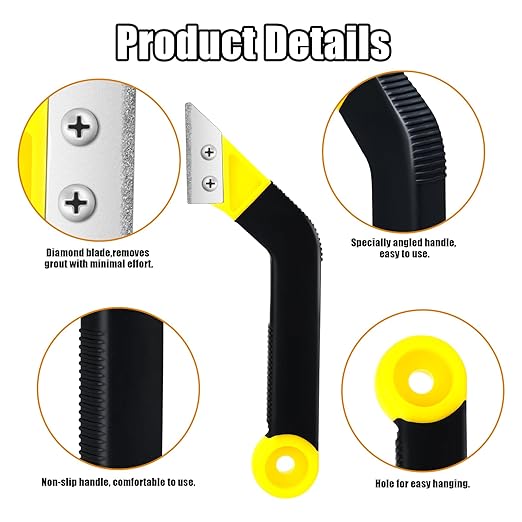 Blulu 11 Pcs Grout Float Sets Include 9.5 x 4 Inch Molded Rubber Grout Float, 6 Sponge, Angled Tile Saw with 3 Blades Replacement, Removal Tool for Masonry Stucco Drywall Concrete (Black)