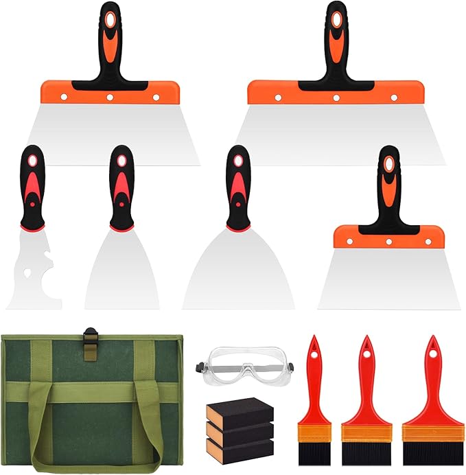 Drywall Knife Set, Putty knife,14 Piece Paint Scraper Tool Set, Removing Wallpaper, Plaster, Adhesive, Cement, Applying Putty