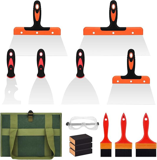Drywall Knife Set, Putty knife,14 Piece Paint Scraper Tool Set, Removing Wallpaper, Plaster, Adhesive, Cement, Applying Putty