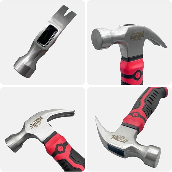 Small Hammer 12oz, Claw Hammers for Picture Hanging, Martillos De Construccion, Small Hammer for Women, Suitable for Family, Camping, Stakes, DIY, Red x Black