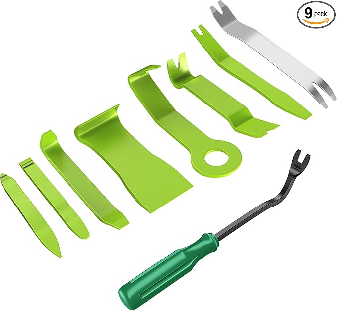 GOOACC 9PCS Auto Trim Removal Tool Kit No-Scratch Tool Kit for Car Audio Dash Window Molding Fastener Remover Tool Kit-Green