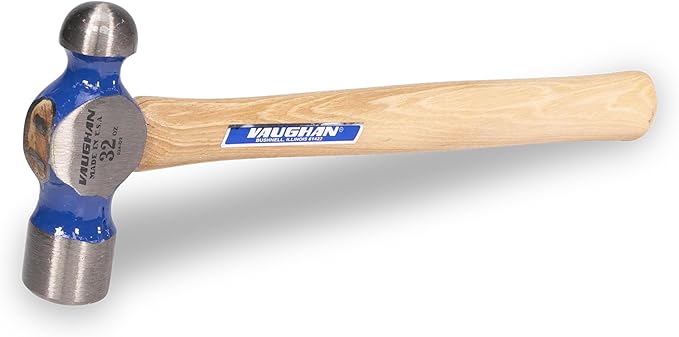 VAUGHAN Ball Pein Hammer, 32 oz, Hickory Handle, American High Carbon Steel, TC432, VN15830