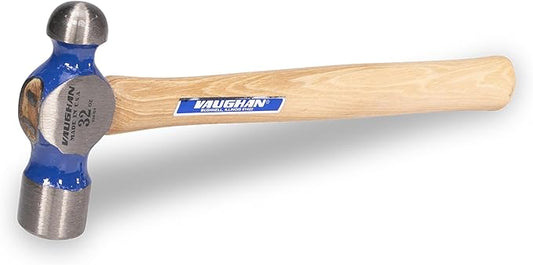 VAUGHAN Ball Pein Hammer, 32 oz, Hickory Handle, American High Carbon Steel, TC432, VN15830