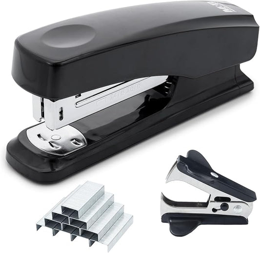 M&G Desktop Stapler with 25 Sheet Capacity, Two Binding Modes, Basic Stapler Set with 1000 Staples and Remover, Durable Staplers for Office Home (Black)
