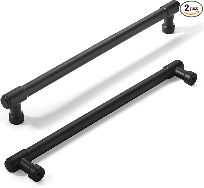 khtumeware 2 Pack Matte Black Cabinet Pulls 12 Inch(305mm) Hole Centers Kitchen Cabinet Handles Cabinet Hardware Kitchen Handles for Cabinets Cupboard Handles Drawer Pulls