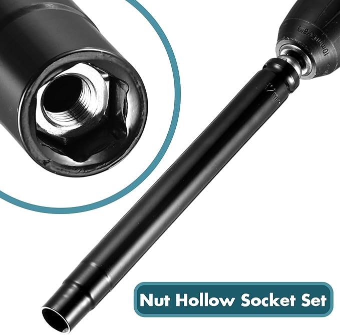 Blulu 7/16(12mm) power Nut Driver 7.8 Inch Long, Nut Runner Hollow Socket with 1/4" Hex Shank, Fit Long Bolts and Ductwork for Overhead Fastening Applications Operations(1 Pack, 7.8 Inch)