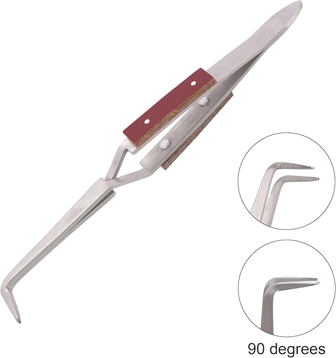 3pcs Soldering Tweezers Set Jewelry welding tweezers Cross Lock Tweezers for Jewelry Making 45° & Straight + 90° Angled Solder Tweezers
