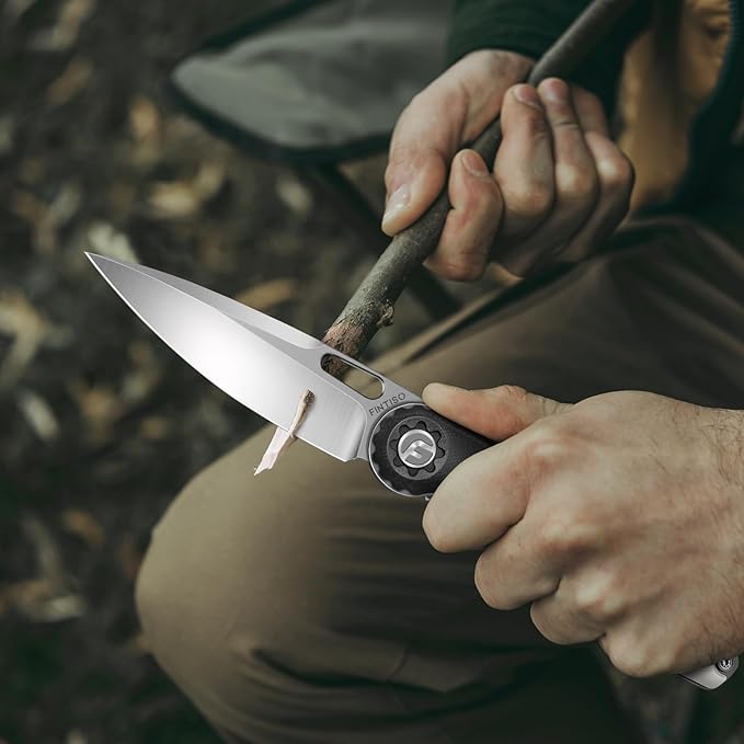FINTISO Pocket Knife 3.5" Folding Knife Premium 14C28N Blade, Bicolour G10 Handle Design with Pocket Clip for Men Women, Small EDC Knife for Camping, Hunting, Hiking, Survival and Outdoor Activities, ROOK Series