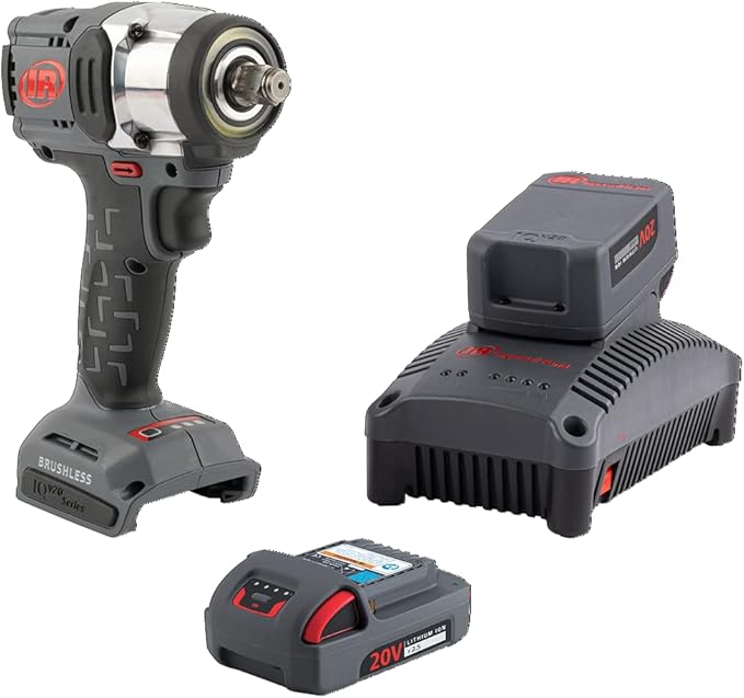 Ingersoll Rand W3151-K22 20V 1/2" Cordless Impact Wrench 2 Battery Kit, Mid-Torque, Compact, Pistol Grip