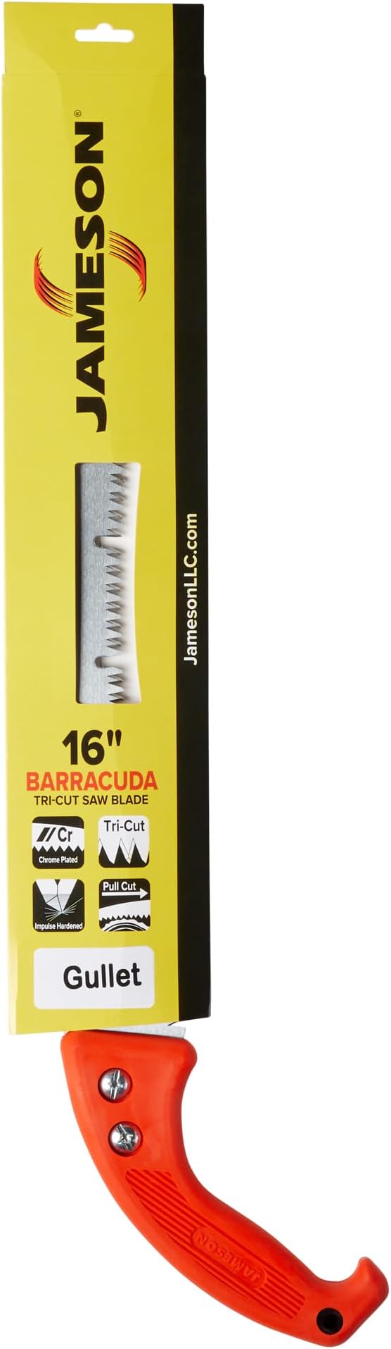 Jameson Barracuda™ Tri-Cut Gullet Edge Hand Saw – 16-Inch Ultra-Sharp Blade, Ergonomic Soft Grip Handle, Impulse-Hardened Teeth for Efficient & Clean Cutting