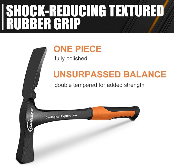 36 oz Ultra Rock Pick Hammer – Heavy-Duty Masonry & Bricklayer Tool with Comfortable Rubber Grip – Ideal for Rock Hounding & Geological Study