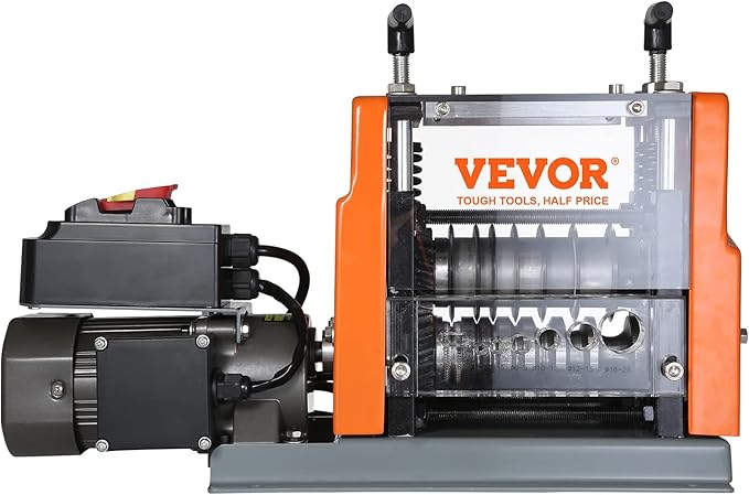 VEVOR Electric Wire Stripping Machine, 0.06''-0.98'' Automatic Wire Stripper Machine, 60 W, Wire Strip with Visible Stripping Depth Reference, 6 Round & 1 Flat Channels Electric Wire Stripper