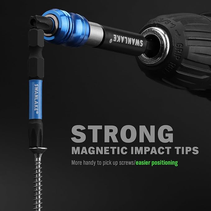 SWANLAKE Impact Torx Bit Set, 27-piece 1''&2'' Security Tamper Proof Magnetic Screwdriver Bits, T7-T40 CNC Machined Tips, S2 Steel Long Torque Star Bits with 4'' Impact Bit Holder and Storage Box