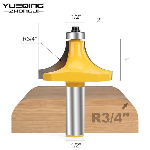 3/4-Inch Radius Round Over Edge Forming Router Bit 1/2-Inch Shank Roundover Router Bit 3/4" Radius Round Over Router Bits, Router Bits Round Over for Edging Forming Rounding