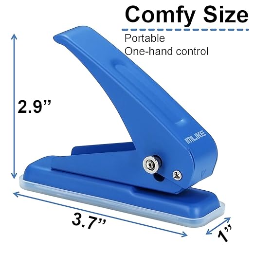 IMLIKE Metal Single Hole Punch: 1/4 Inch One Hole Small Puncher - Strong 1 Hole Paper Punch - Easy Punch 16 Sheets Paper - Can Punch 1/24 Inch PVC Card and Under 1/16 Inch Cardboard