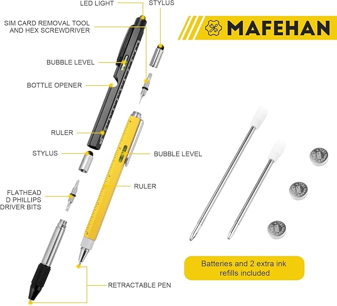 10 in 1 Multi Tool Pen Set - Christmas Gifts for Dad, Grandpa, Men - Stocking Stuffers, Cool Gadgets for Birthdays