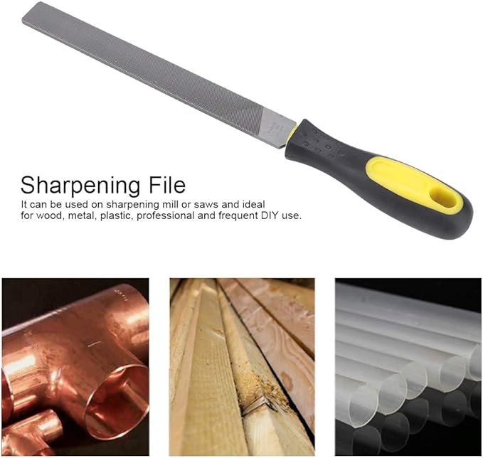 Atyhao 8in Large Flat File, Hand File Tool Sharpening Tool Steel File Grinding Blade with Handle for Sharpening Knife Axe Hatchet Metal(coarse-Tooth)