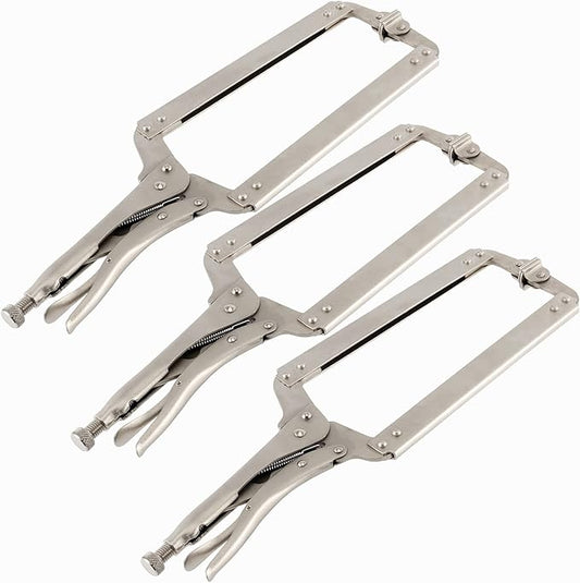 3PCS 18 Inches C-clamp Locking Pliers with Swivel Pads, Locking Clamp Pliers, Welding Clamps for Wood Working and Welding