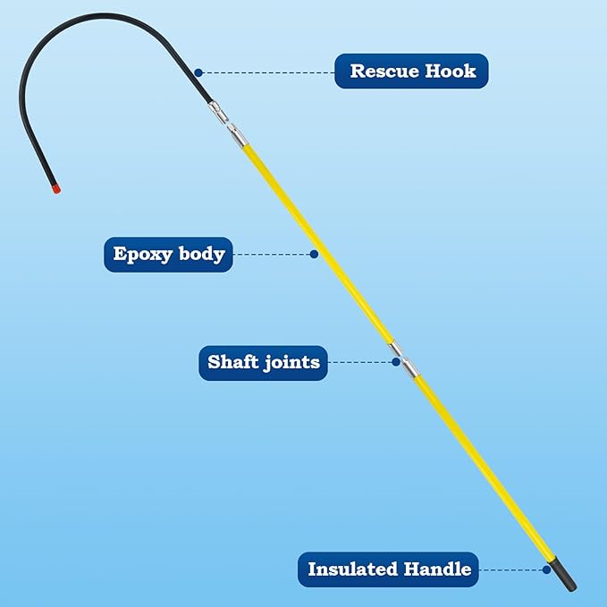 Rescue Hook, High Voltage Insulated Rescue Hook high Voltage Telescopic 10kv35kv, Fire Electrician Anti-electrocution Rescue Hook 380V, 7.6-Foot Rescue Hook, 18 inch Opening