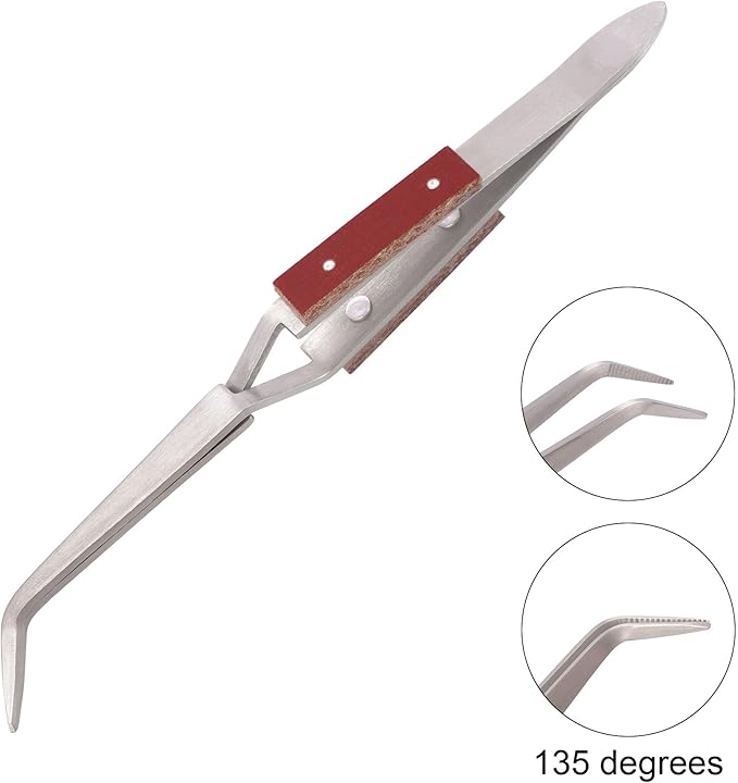 3pcs Soldering Tweezers Set Jewelry welding tweezers Cross Lock Tweezers for Jewelry Making 45° & Straight + 90° Angled Solder Tweezers