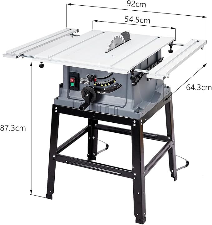 Table Saw 10 Inch 15A Multifunctional Saw With Stand & Push Stick, 5000RPM Portable Jobside Table Saw, 90° Cross Cut and 0-45° Bevel Cut Saw with Adjustable Blade Height for Woodworking, Jobsite