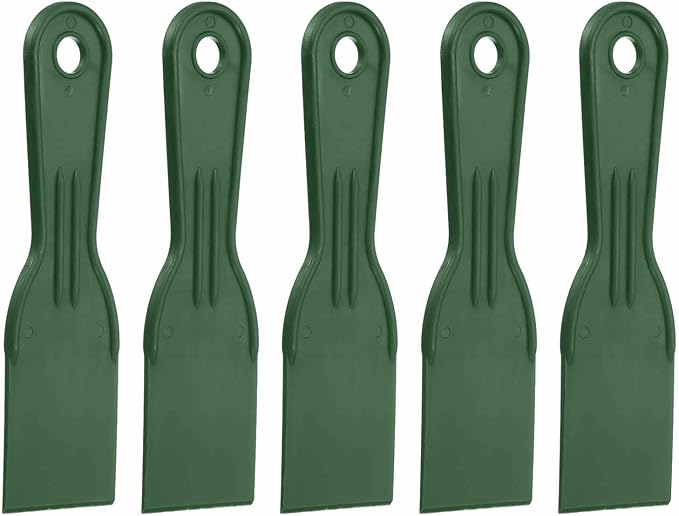 HARFINGTON 5pcs Putty Knife Scraper 2" Width Flexible Plastic Putty Knife Paint Scraper Tool for Taping Drywall Spreading Painting Wall Scratching Dark Green