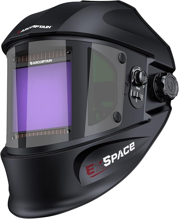 ARCCAPTAIN Auto Darkening Welding Helmet with Side View, 180째 Panoramic View, 1/1/1/1 True Color Large Viewing Welding Hood with 4 Arc Sensor Solar Powered, Wide Shade 4/5-9/9-13 for TIG MIG ARC CUT