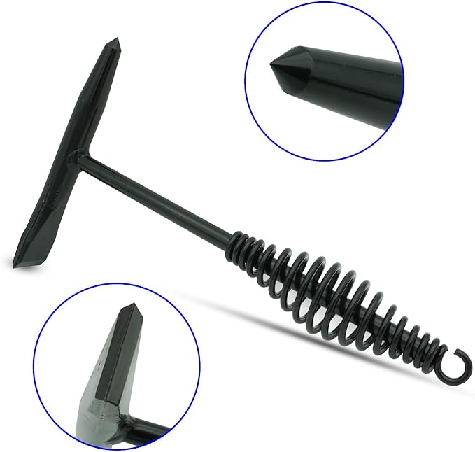 Welding Chipping Hammer with Coil Spring Handle,10.5",Cone and Vertical Chisel, Cone and Cross Chisel, 10" Wire Brush