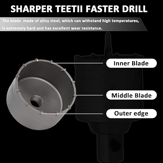 6PCS Concrete Hole Saw Kit,Masonry Hole Saw with SDS Plus & Max Shank for Masonry Brick Cement Stone Wall Drilling Core bit Set 40/65/80/100/125mm