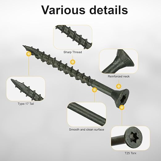 Wood Screws #8 x 2?쇺? T25 Star Torx Drive Flat Head Deck Screws, Green, 127Pcs (1lb)