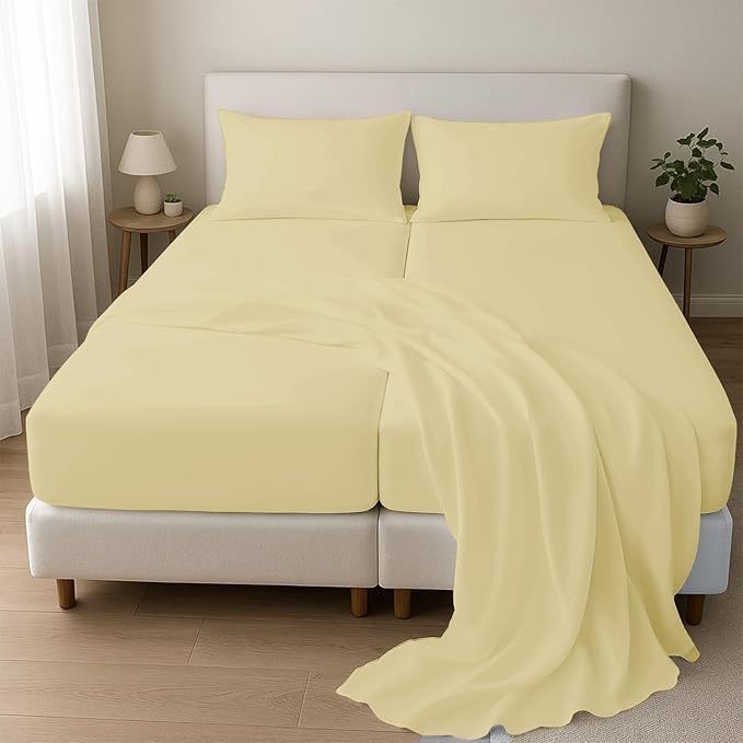 Split King Sheets for Adjustable Beds 5-Piece Split King Sheet Set, 800 Thread Count 100% Egyptian Cotton,18" Deep Pocket Adjustable Bed Sheets, Ivory Solid