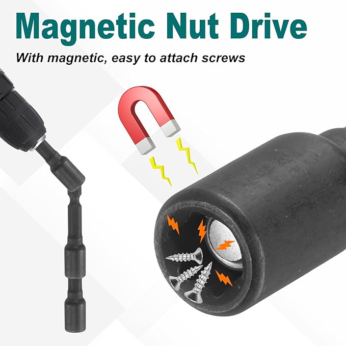 uxcell 2pcs 1/4" Hex Shank 6mm Magnetic Hex Socket 48mm Length, CR-V Steel Quick-Release Impact Driver Bit Socket Magnetic Nut Driver for Impact Drill Power Nut Setter Black
