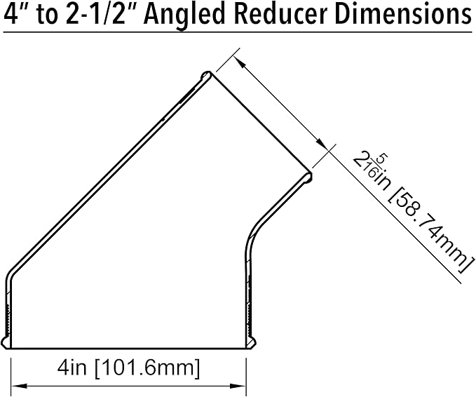 Angled Reducer 4” to 2-1/2”, Connect Shop Vac to Dust Collection Port (4in to 2.5in), Adapter Converter, 45-Degree Elbow, Attach Woodworking Dust Chute to Vacuum Hose, R4520 R4512 (4" to 2-1/2")