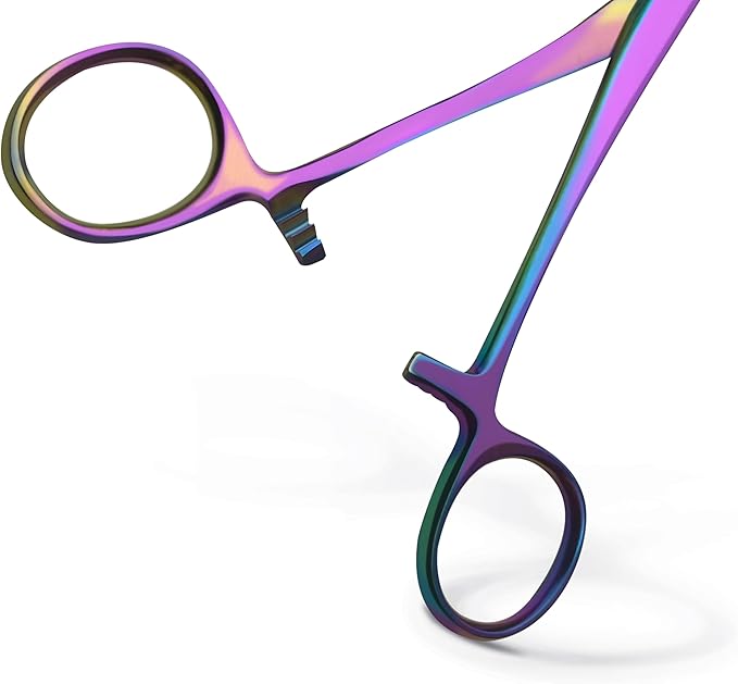 Bandage, Castroviejo, & Iris Scissors, & Kelly, & Mosquito Forceps Rainbow - Stainless Steel, DIY Crafting Scissors and Forceps Multicolors (Olsen Hegar Needle Holder, 5.5 inches)