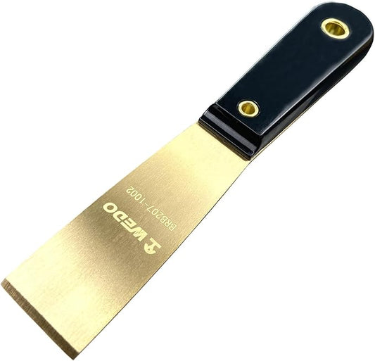 WEDO Brass Putty Knife 1-1/4",Paint Scraper, Spackle Knife, Wallpaper Scraper, Painters Tool, Crown Molding Tool, Paint Remover for Wood, Scraper,Length 8"