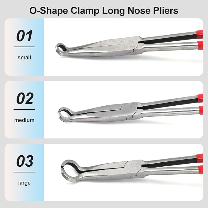 3 Pieces 11'' Long Nose Pliers Set, Cricle Plier O-shape Tip Craft Repairing Tool(0.2/0.5/0.7in)